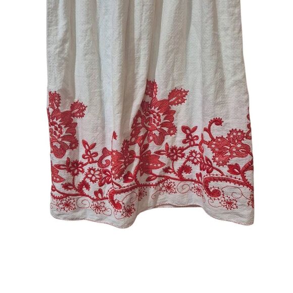 Max Studio Women's White Cotton Knit w Red Embroidery Sleeveless Lined Dress EUC - Picture 12 of 13
